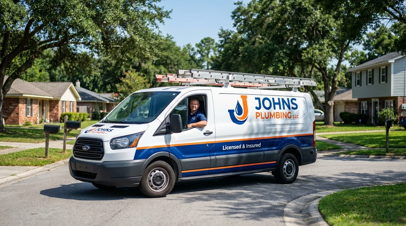 Johns Plumbing LLC service van in Monmouth, OR